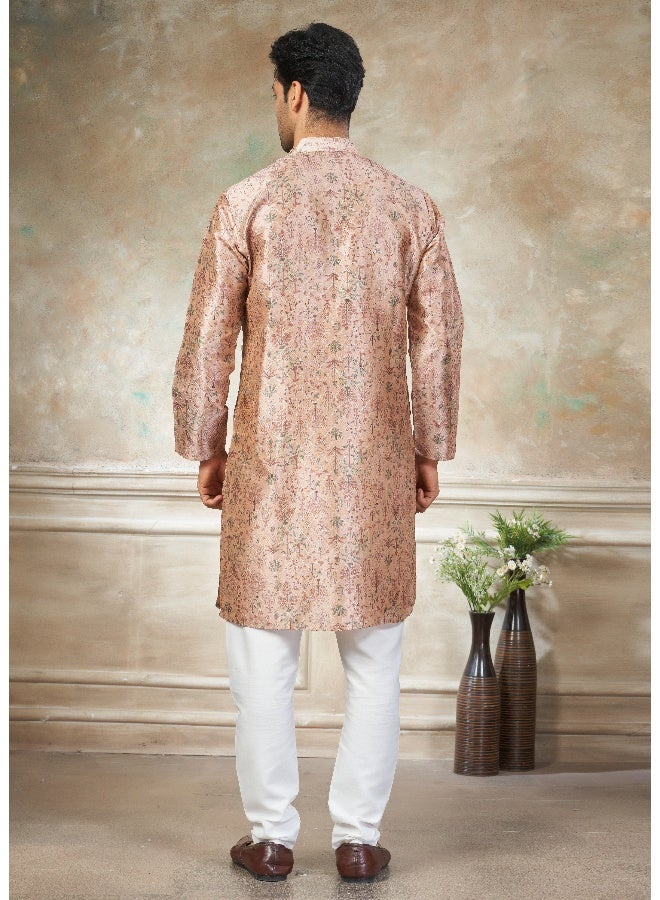 OUTLUK Peach Silk Kurta for Men - Image 2